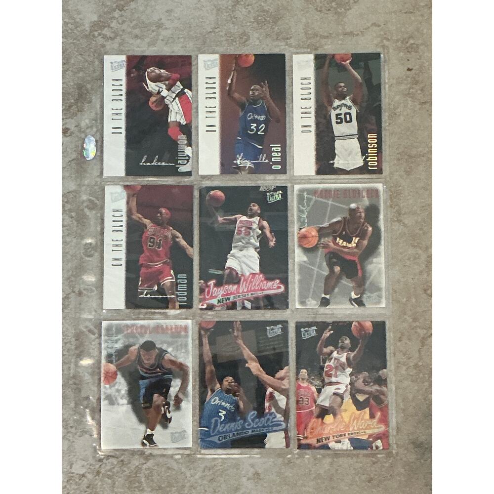 9 fleer ultra basketball card lot with sleeve